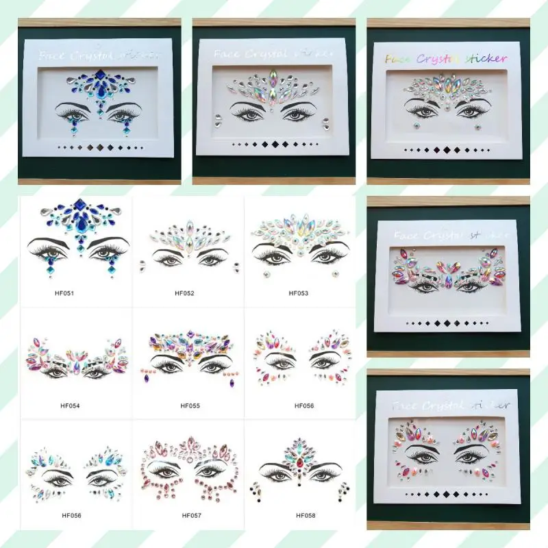 2PCS Face Crystal Stickers Decor Adhesive Personality DIY Eyebrow Eye