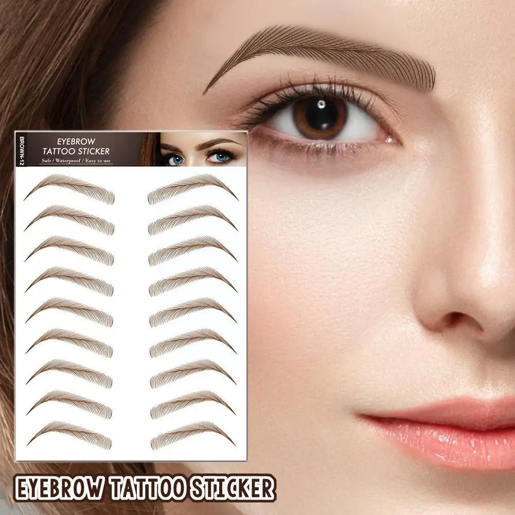 

9 Pairs/sheet Hair-liked Authentic Eyebrow Tattoo Sticker Cosmetics Makeup Lasting False Stickers Waterproof Natural Eyebro D5S5