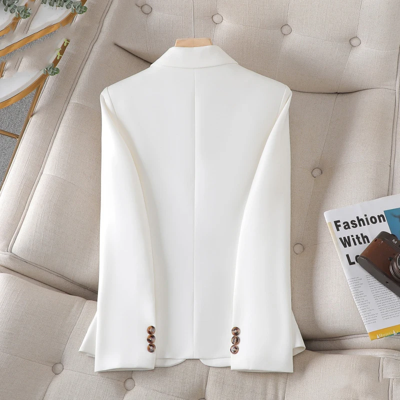 2023 Spring Autumn Black White Blue Blazer Women Ladies Female Business Work Wear Long Sleeve Single Button Solid Formal Jacket