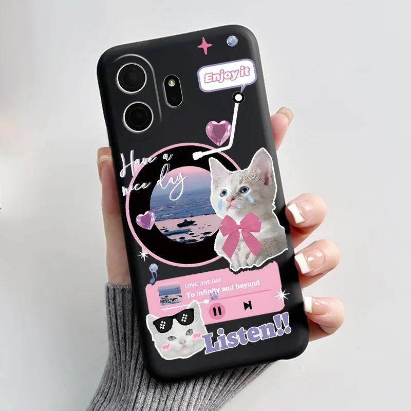 Aesthetic Cute Cat Cartoon Shockproof Silicone TPU Back Cover