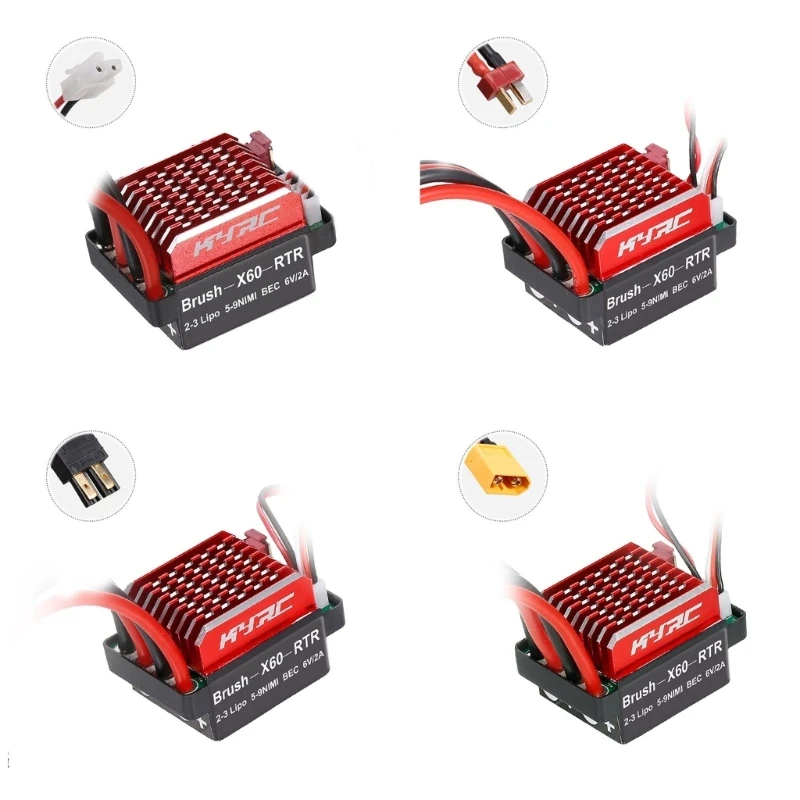 

H37A 60A Brushed Electric Speed Controller ESC for RC 1/10 Car TRX-4 D90 Truck Crawler Tanks Fishing Boats Accessories