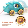 Cartoon Animals Push Pull Toy Baby Pulling Toy Walking Toy with String Children Educational Pull Along Toy Gift for Toddlers Kid 4