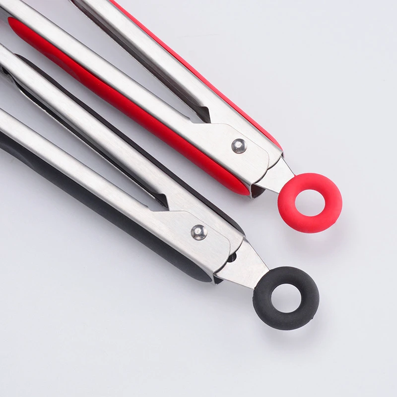 3pcs/set Silicone Food Tong Stainless Steel Kitchen Tongs Silicone Non-slip Cooking Clip Clamp BBQ Tools Kitchen Accessories