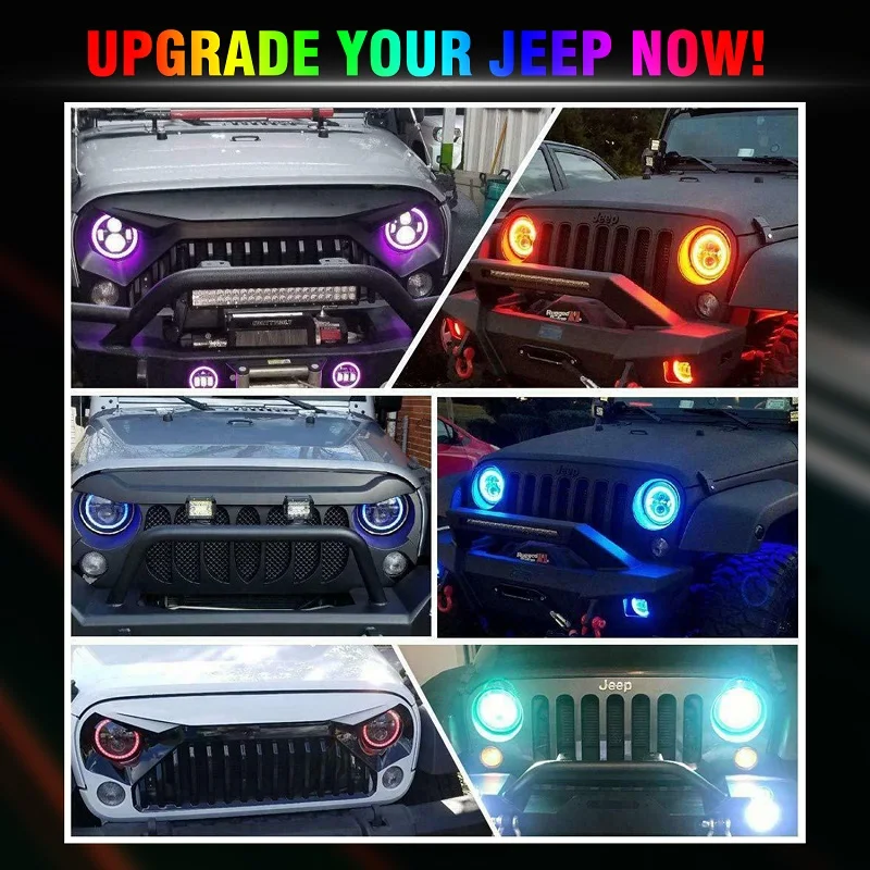 H4 7 inch Car Motorcycle Led Headlight Bulbs For Off Road Led Lamp RGB Skull Light Halo Angel Eyes Ring DRL Headlight For Jeep Land Rover Harley 4X4 kopen vanaf een prijs H4 7 inch Car Motorcycle Led Headlight Bulbs For Off Road Led Lamp RGB Skull Light Halo Angel Eyes Ring DRL Headlight For Jeep Land Rover Harley 4X4 kopen vanaf een prijs