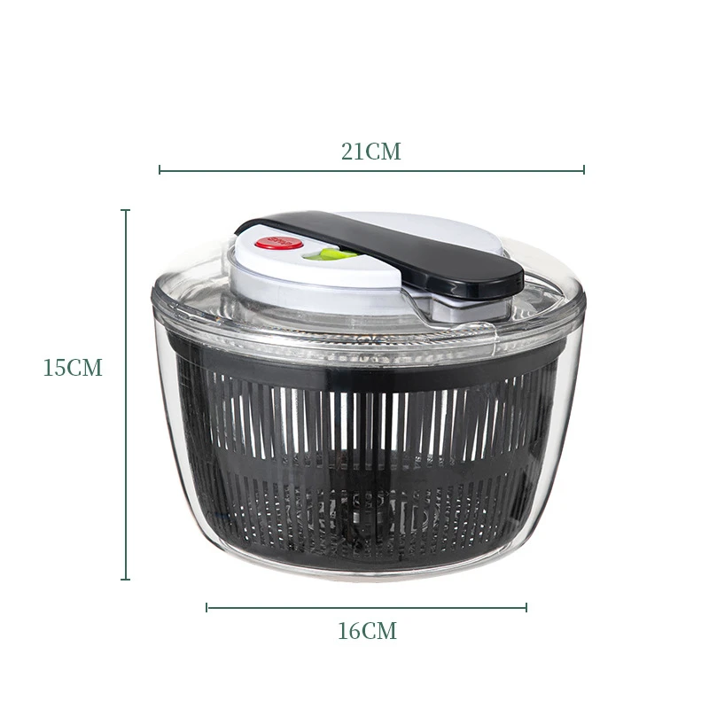 Large 3L Salad Spinner Bowl with Lid and Easy One-Hand Press System