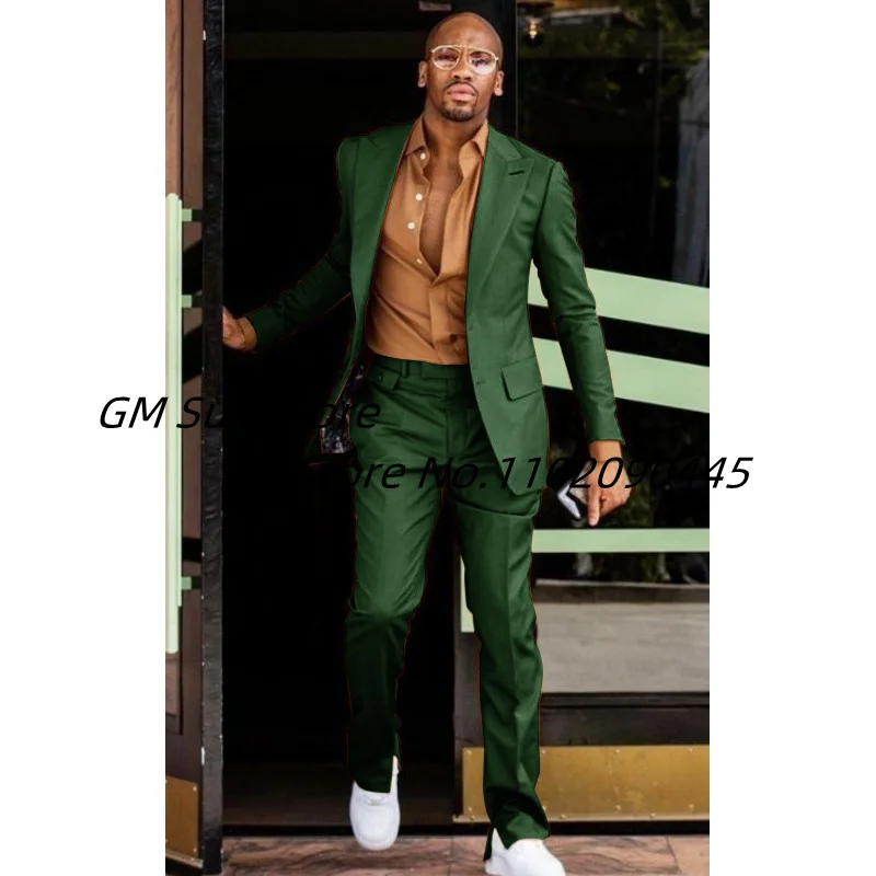 Men's Suit Two-Piece Solid Color Slim Fit Single Breasted Fashion Lapel Trousers Notched Lapel Collar Suitable For Business