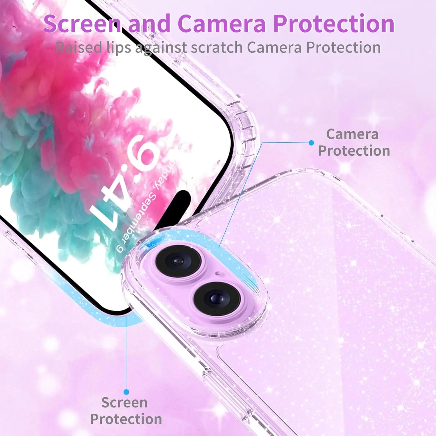 Transparent Glitter Bling Phone Cover -