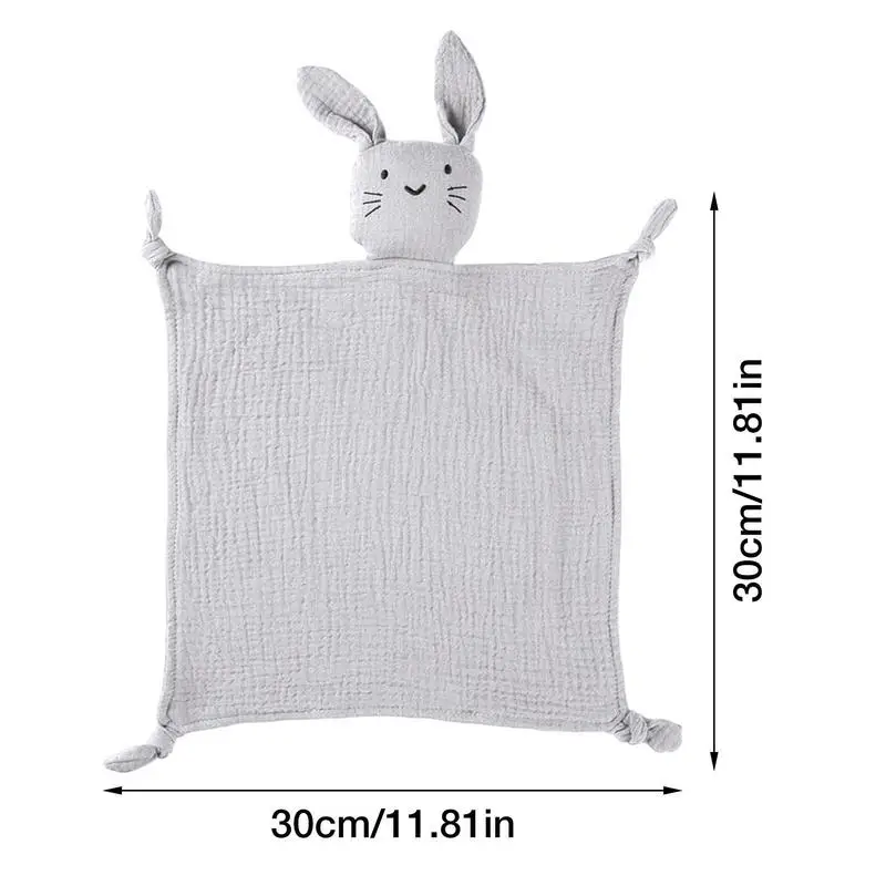 Security Blankets Cute Bunny Stuffed Animal Blanket Cotton Muslin Baby Lovey Nursery Character Blanket Soft Breathable Lovie Bab images - 6