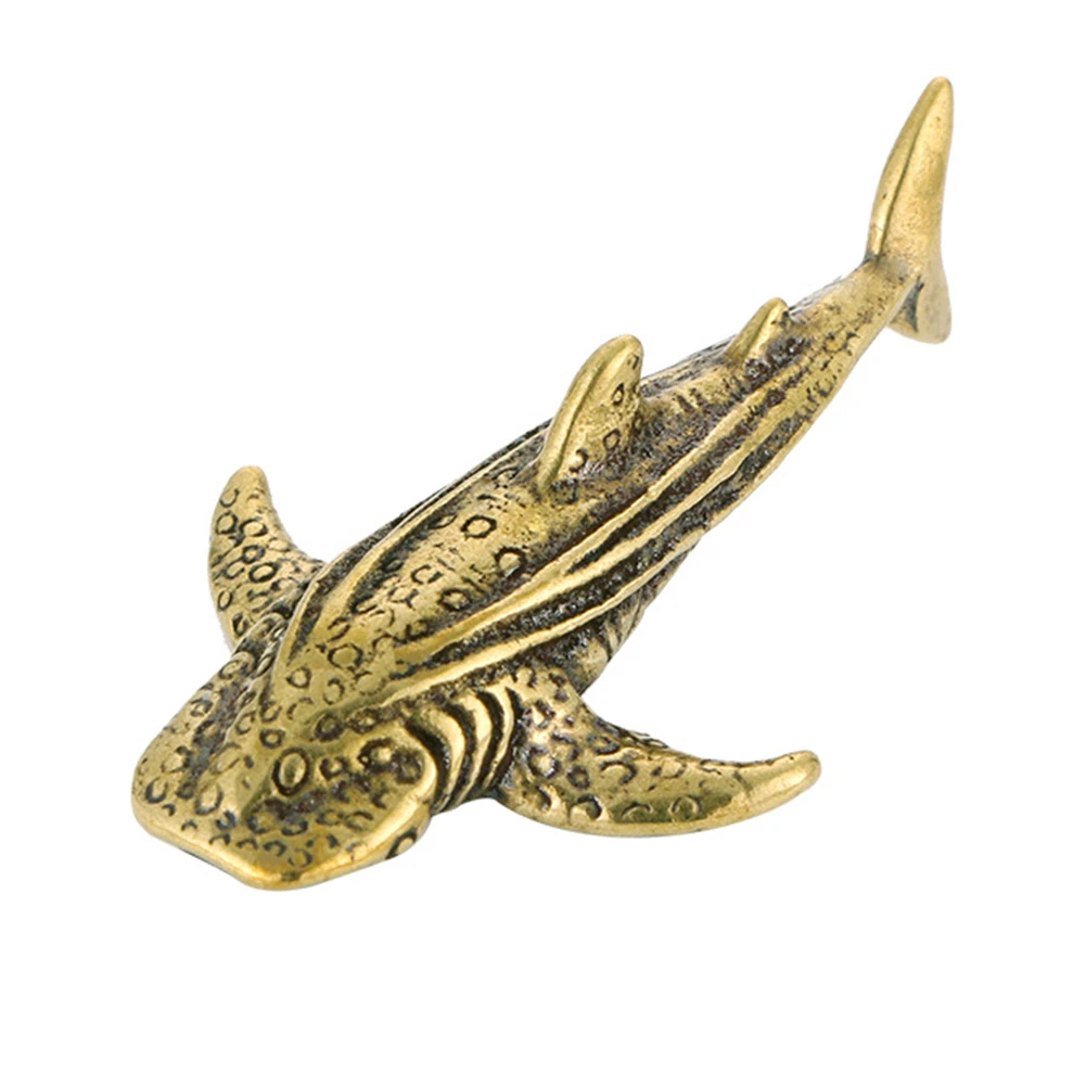 Handcrafted Bronze Sharks Figure for Home Office Decor 7 Antique Style Bronze Sharks Statue Tea Pet Gift Decor