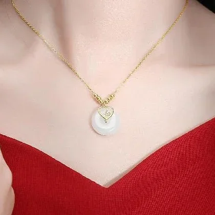 

S925 Sterling Silver 2024 New Hotan Jade Women Necklace Premium Retro Elegant Pendant Luxury Girl Valentine Day Jewelry Gift