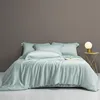 Solid Plain Color 600TC Eucalyptus Lyocell Duvet Cover Fitted Sheet Pillowcases Skin Touch Silky Soft Breathable Smooth Cooling 2