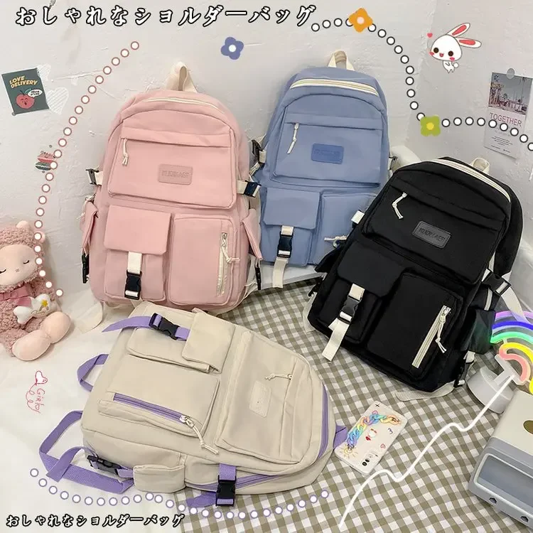 

Large Capacity Canvas Black Backpack Light Simple Travel Bag Canvas Backpack Student School Bag Canvas Student Zipper Backpack