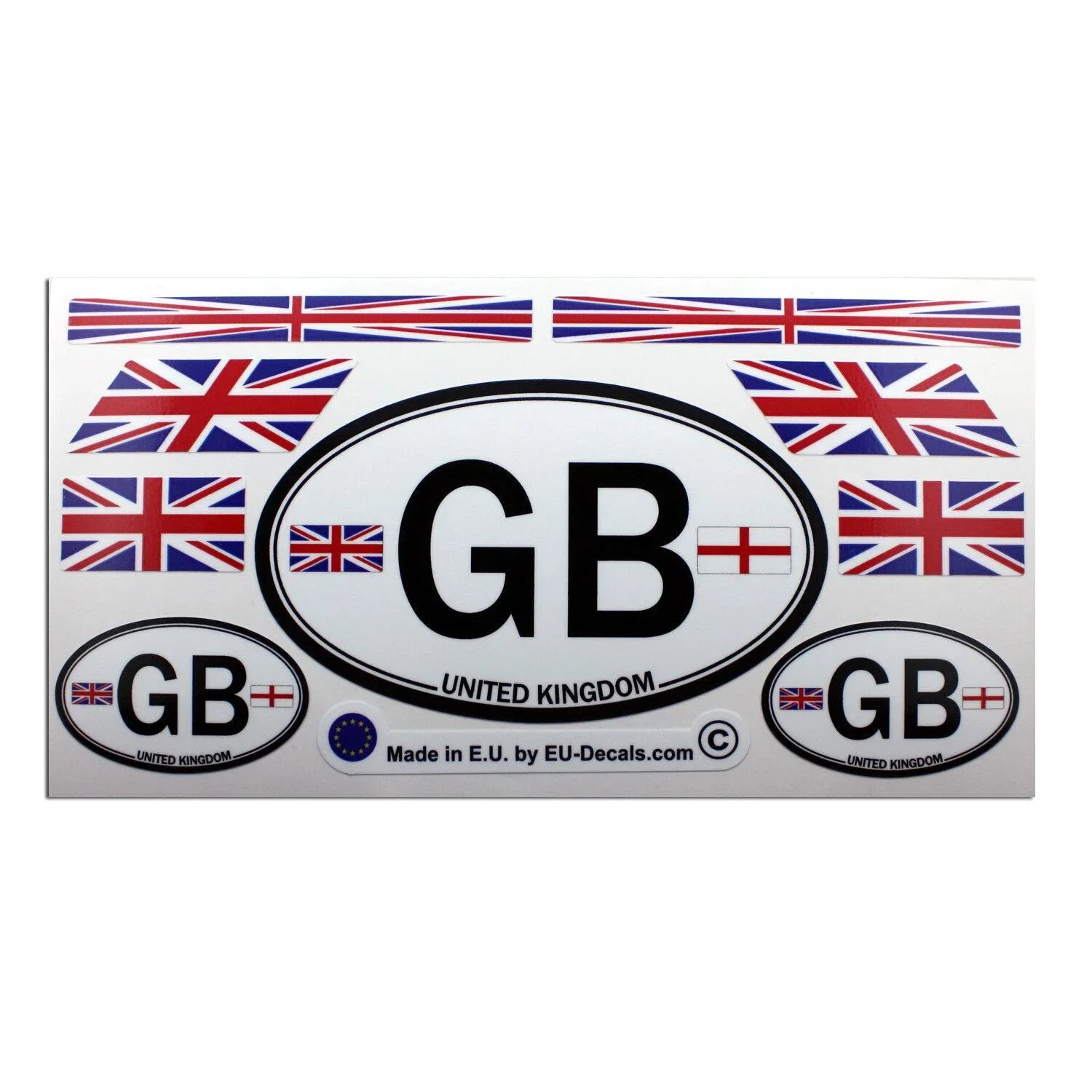 

For Set of 9 UK Union Jack flags and GB car country Laminated Decal Sticker