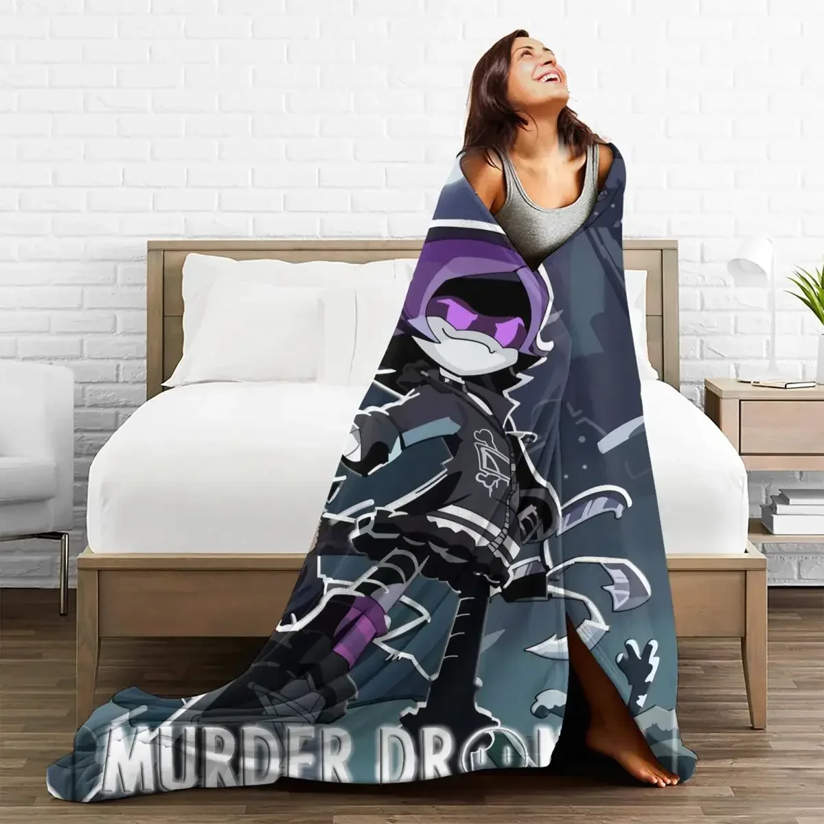Murder Drones Anime Fleece Throw Blanket N and Uzi Blankets for Home Bedroom Soft Bedding Throws 3