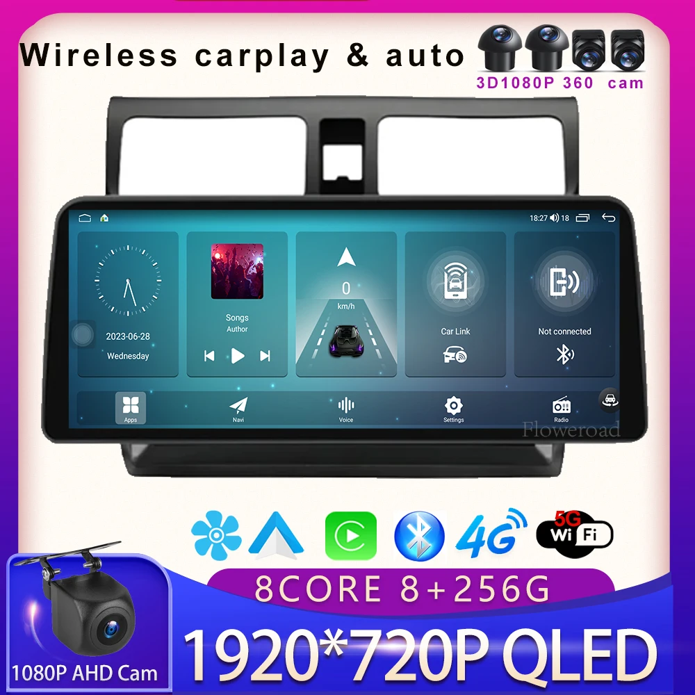 

Автомагнитола для Suzuki Swift 3 2003-2010 12,3 ''QLED экран, радио, видео, беспроводной Carplay, автомобильный мультимедийный плеер GPS 5GWiFi BT5.0