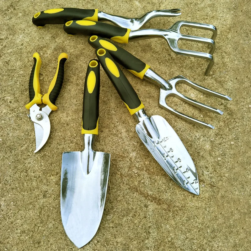 5-piece High Quality Gardening Tool Set -Aluminum And Silicone Handle