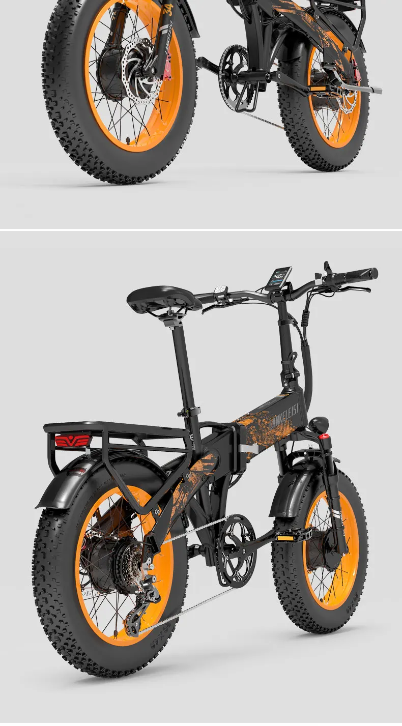 LANKELEISI X2000 MAX 20-Zoll Faltbares Elektro-Mountainbike: 2000W Doppelmotor, 48V 20Ah Lithium-Akku, 130km Reichweite Fatbike E-Bike – Detail 21