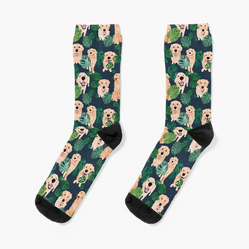 

Golden Retrievers Tropical Socks Christmas bright garter Soccer Ladies Socks Men's