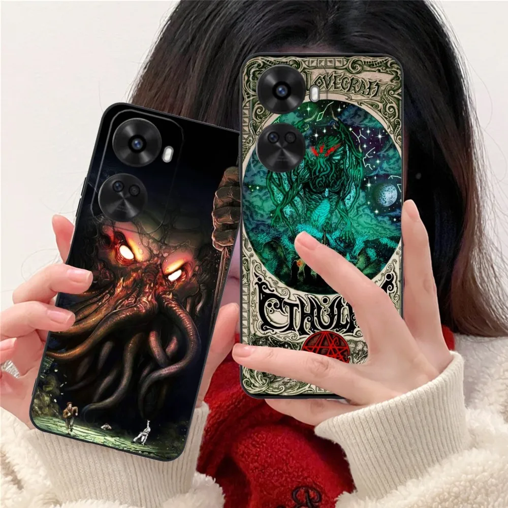 Fashion Cthulhu Mobile Cell Phone Case For Huawei Nova 12 11 10 9 8 7 Pro Se 5G Black Soft Phone Cover Funda