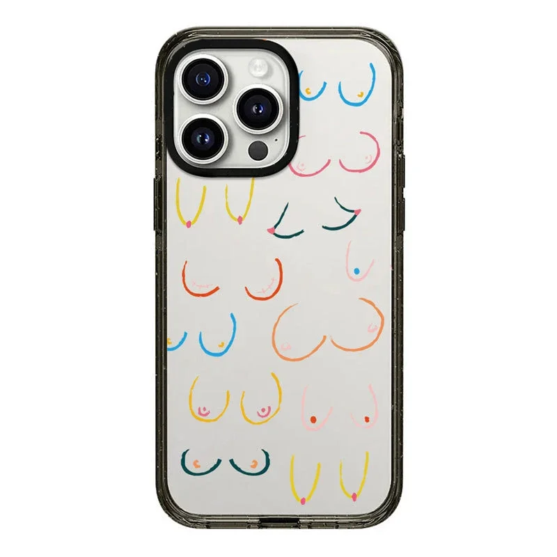 

Upgrade Acrylic Border Spoof Breast Graffiti Phone Case Cover for IPhone 11 12 13 14 15 Pro Max Case for IPhone 15 Pro Max