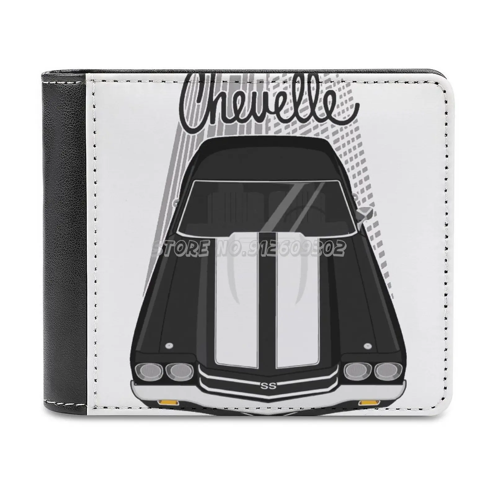 Черный кожаный кошелек Chevelle SS 1970 мужской тонкий бумажники для денег Chevy Ss Chev |