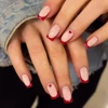 24Pcs Kawaii Sanriod Fake Nails Hello Kitty Long Square Almond Press On Nails French Diamond Zebra Stripes Fake Nail Tips Art 3