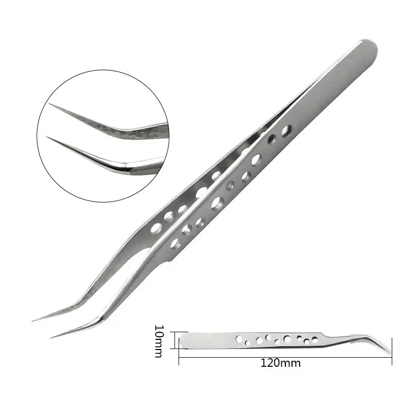 Stainless Ssteel Precision Thickened And Hardened Tweezers For Beauty And Nail Art LongThin Mouth Curved Sstraight Tweezers