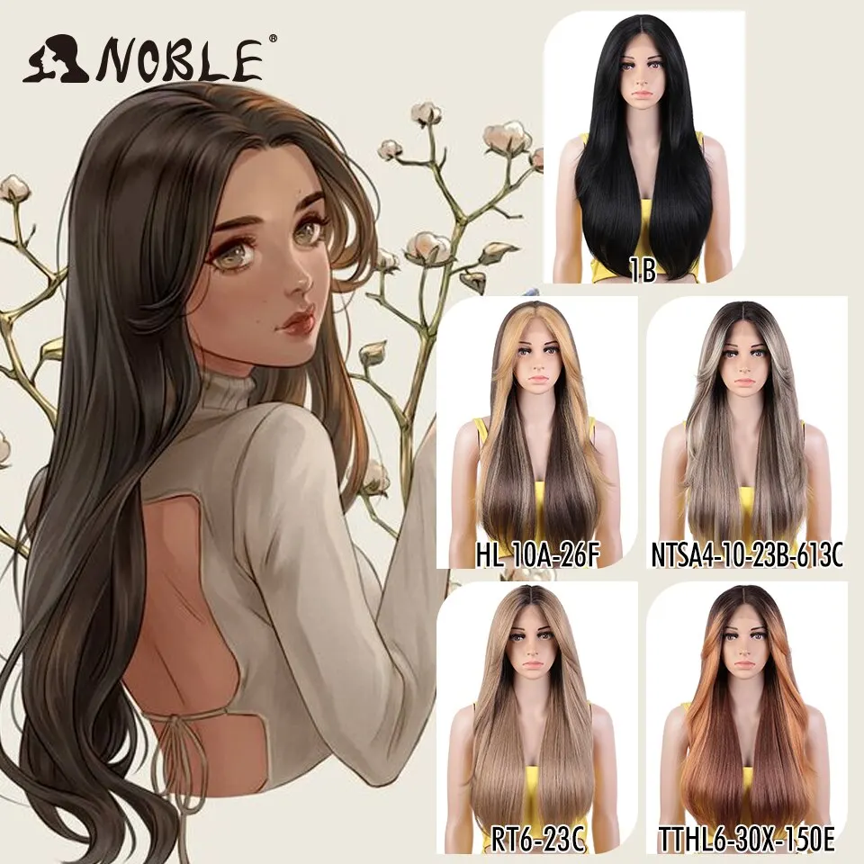 Lace Front Wig Lace Wigs Womens Synthetic Wigs Synthetic Wigs Noble Synthetic Lace Front Wig 26"Long Straight Lace Wig Cosplay Part Blonde Wigs For Women Synthetic