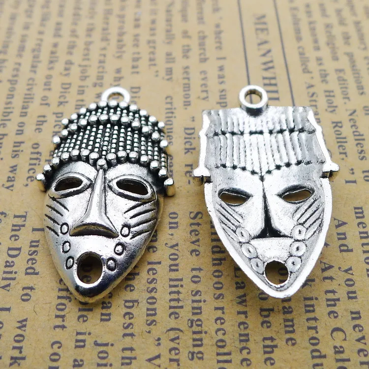 

8PCS 20X33mm Antique Silver Tone African Tribal Mask Charm Pendant EF3690