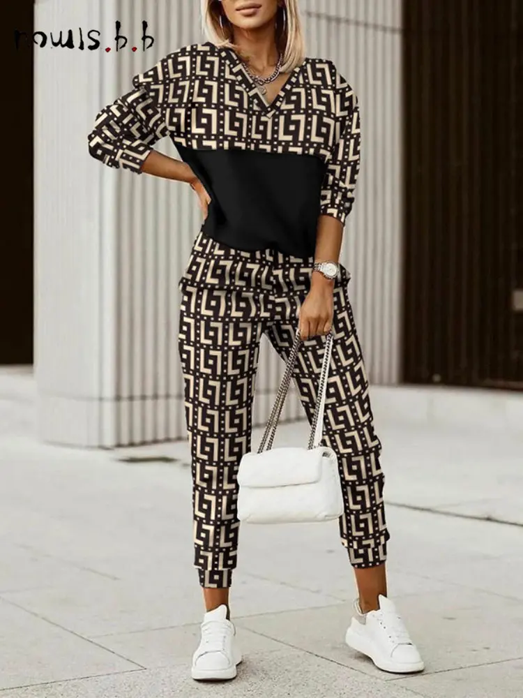 

NOWISBB Two Piece Sets Womens Outifits Casual Tracksuit Femme 2022 Hooded Sweatshirt + Jogger Ladies Pant Suits Sportswear