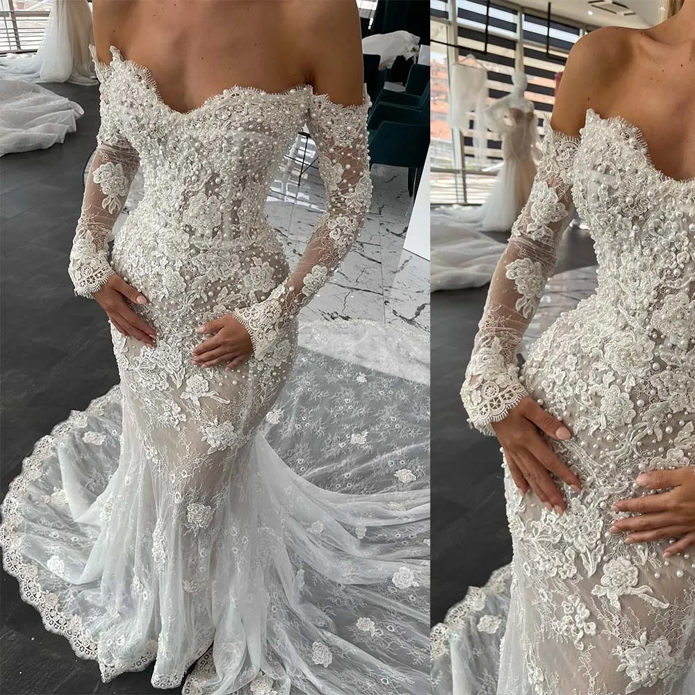 

2023 Elegant Mermaid Wedding Dresses Sexy Sweetheart Beads Appliques Lace Bridal Gowns Custom Made Sweep Train Vestidos De Novia