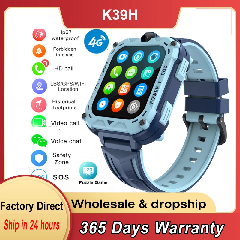 어린이 SOS GPS 와이파이 위치 영상 통화, IP67 방수, 원격 모니터 스마트워치, 어린이 K39, 4G 스마트 워치