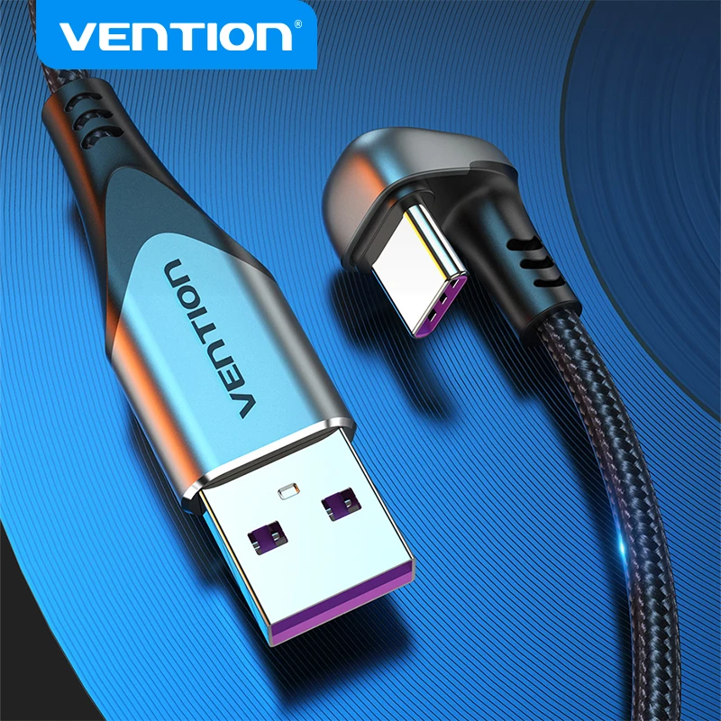 Vention 66W USB Type C Cable for Huawei P40 P30 5A 180°Angle Fast