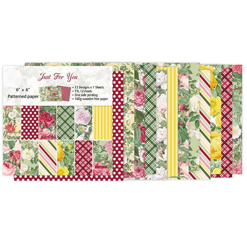 

12pc juste pour vous patterned paper Scrapbooking paper pack handmade craft paper craft Background pad
