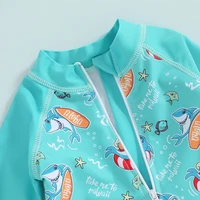 0-24 Months Baby Boy Swimsuit Shark Rashguard Swimsuit Long Sleeve Zipper Swimwear Swimming Suit Beach Sunsuit Bathing Suit 4