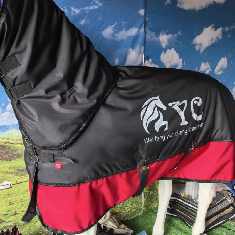 Winter horse clothing with cotton and warm Oxford fabric, waterproof and windproof, detachable, enlarged neck protection