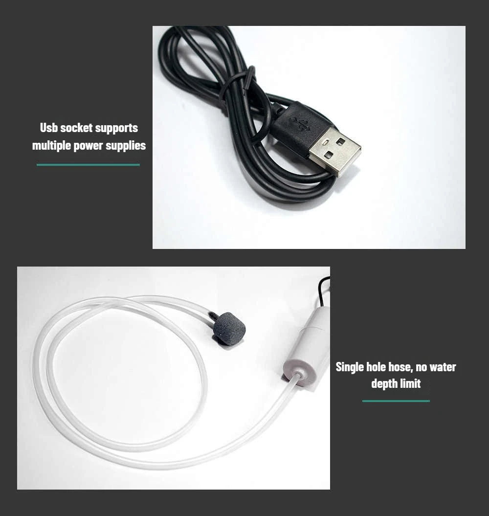 Mini Aerator Portable Fish Tank Accessories Aquarium Oxygen Air Pump USB Small Oxygenator for Fish Tank Silent Air Compressor 6