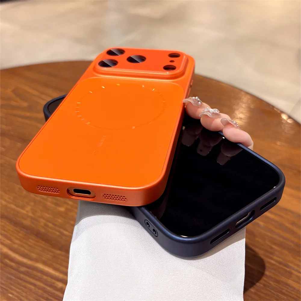 Enhanced Frosted Magnetic Phone Case with Tempered Glass Camera Protector