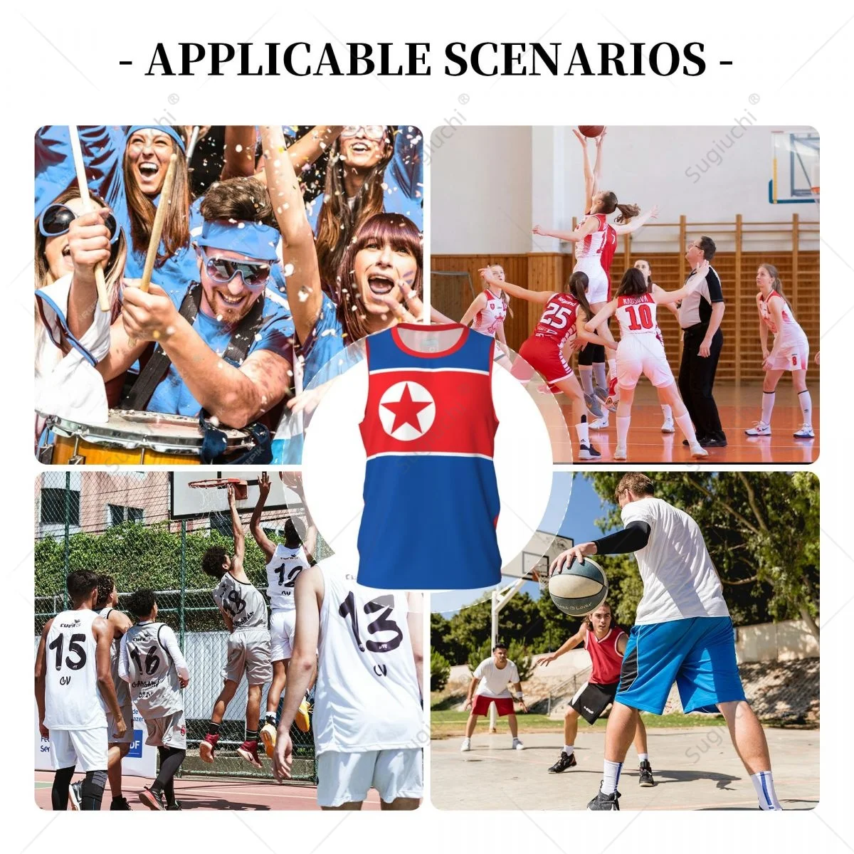 North Korea Flag Men Basketball Sports Running Fitness Multifunction Sleeveless tshirt Exclusive Name Nunber