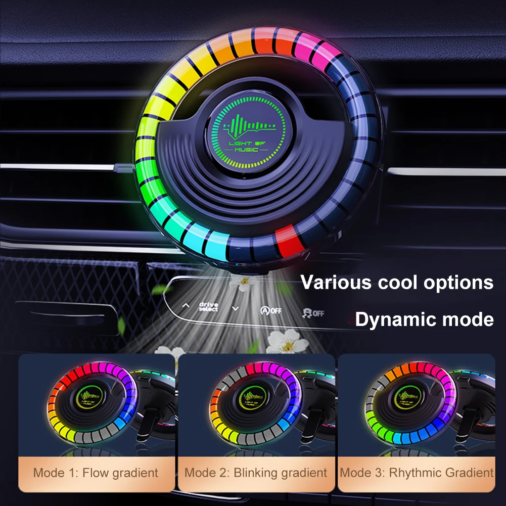 Car Music Rhythm Lamp Pickup Light Air Freshener Aromatherapy RGB Rhythm LED Strip For Car Auto Diffuser Vent Clip APP Control