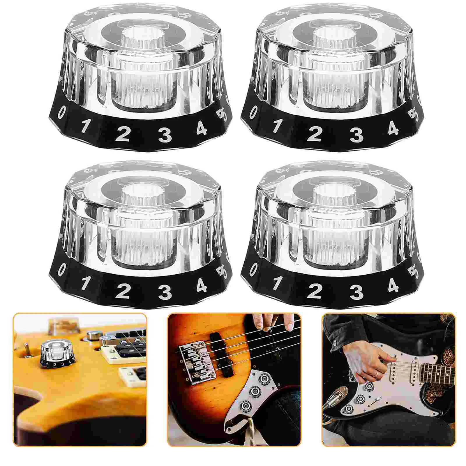 

4 Pcs Component Guitar Bass Knob Electric Guitars Replacement Parts Volume Knobs for
