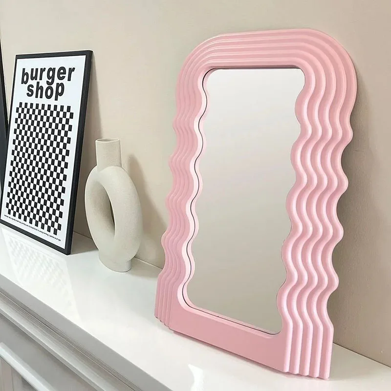 

Salon Aesthetic Decorative Mirrors Pink Bedroom Interior Modern Cute Irregular Mirrors Office Frame Minimalist Espejo Room Decor