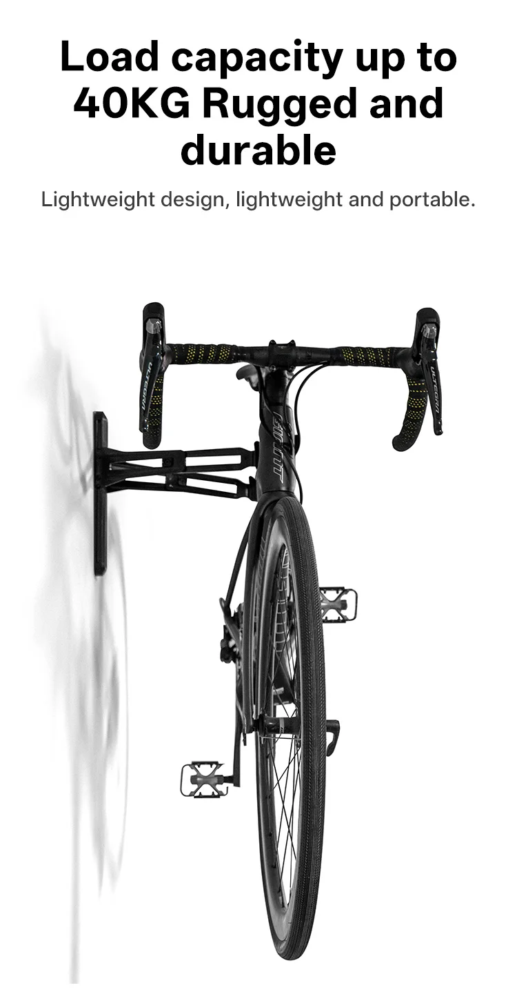 LITERIDE Fahrrad-Wandhalterung, horizontal, MTB, Rennrad, Aufhänger, Haken, Halter für Garage, Innenaufbewahrung, Fahrradzubehör – Detail 8
