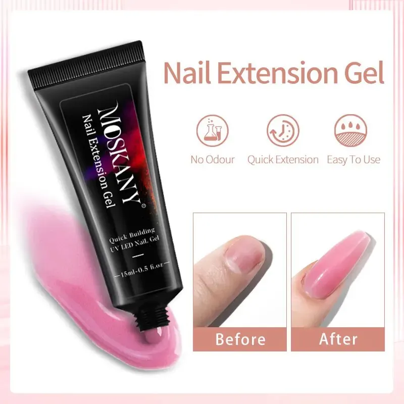 MOSKANY Nail Extension Gel Set 15ml French Quick Prolong Finger Extend Mold Manicure Kit Long Lasting Construction Crystal Gel 3