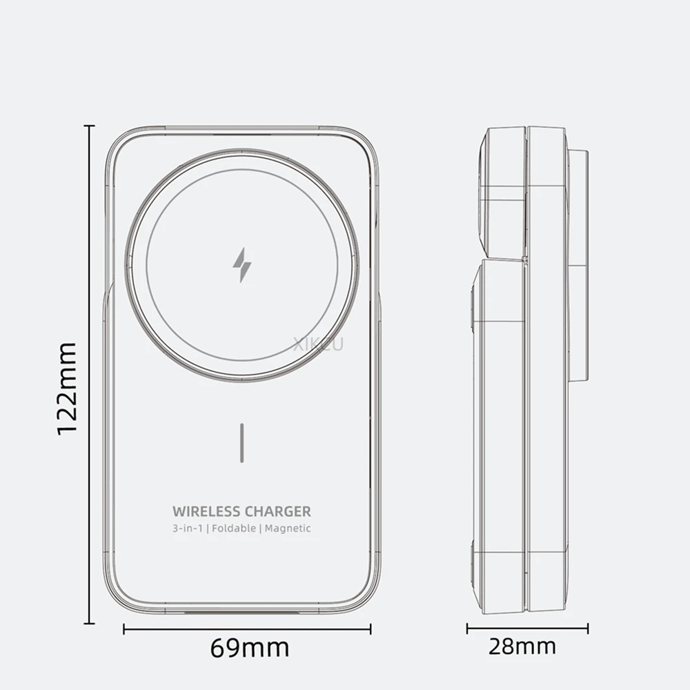 3 in 1 Travel Magnetic Wireless Charger Dock For Magsafe iPhone 17 16 15 Pro Max 14 13 12 iWatch 11-2 Airpods Pro Fast Charging