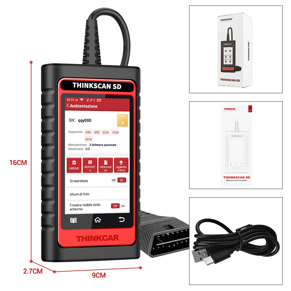 ThinkCar ThinkScan SD6 OBD2 Automotive Scanner Multi System Scan ABS SAS DPF A/F 28 Reset Professional Auto Car Diagnostic Tool auto inspection equipment