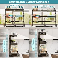 Over The Sink Dish Drying Rack (Expandable Height and Length) Snap-On Design 2 Tier Large Dish Rack (27-36L x 12W x 32.5-37H 2