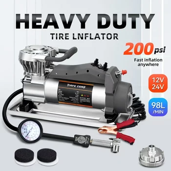 Super Tire Inflator – Portable 12V Air Compressor for Car, Truck, SUV, Jeep, RV, Heavy Duty Pump with Alligator Clip, Up to 37 Inches 1