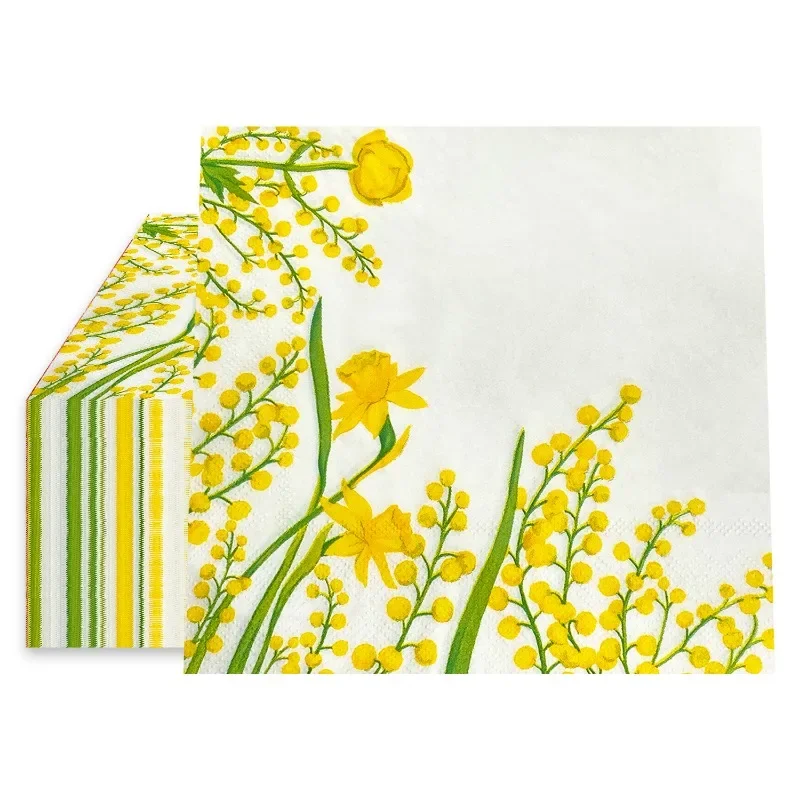 10/20pcs 33cm 2Ply Flower Style Colourful Printed Paper Napkin Yellow Flower Disposable Paper Placemat Butterfly Bone Bart