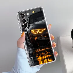 Sleek Soft Clear Black & White Phone Case with Car Design - S22 Plus 5G (A1)